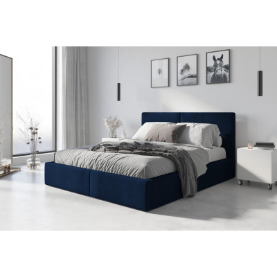 Čalúnená posteľ HILTON 140x200cm výklopná tmavo modrá